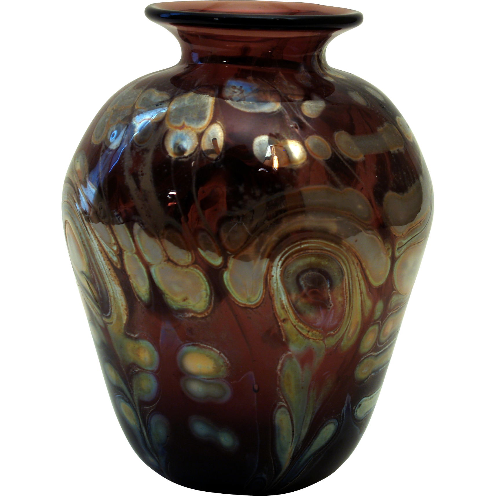 Amethyst and Iridescent Art Glass Vase