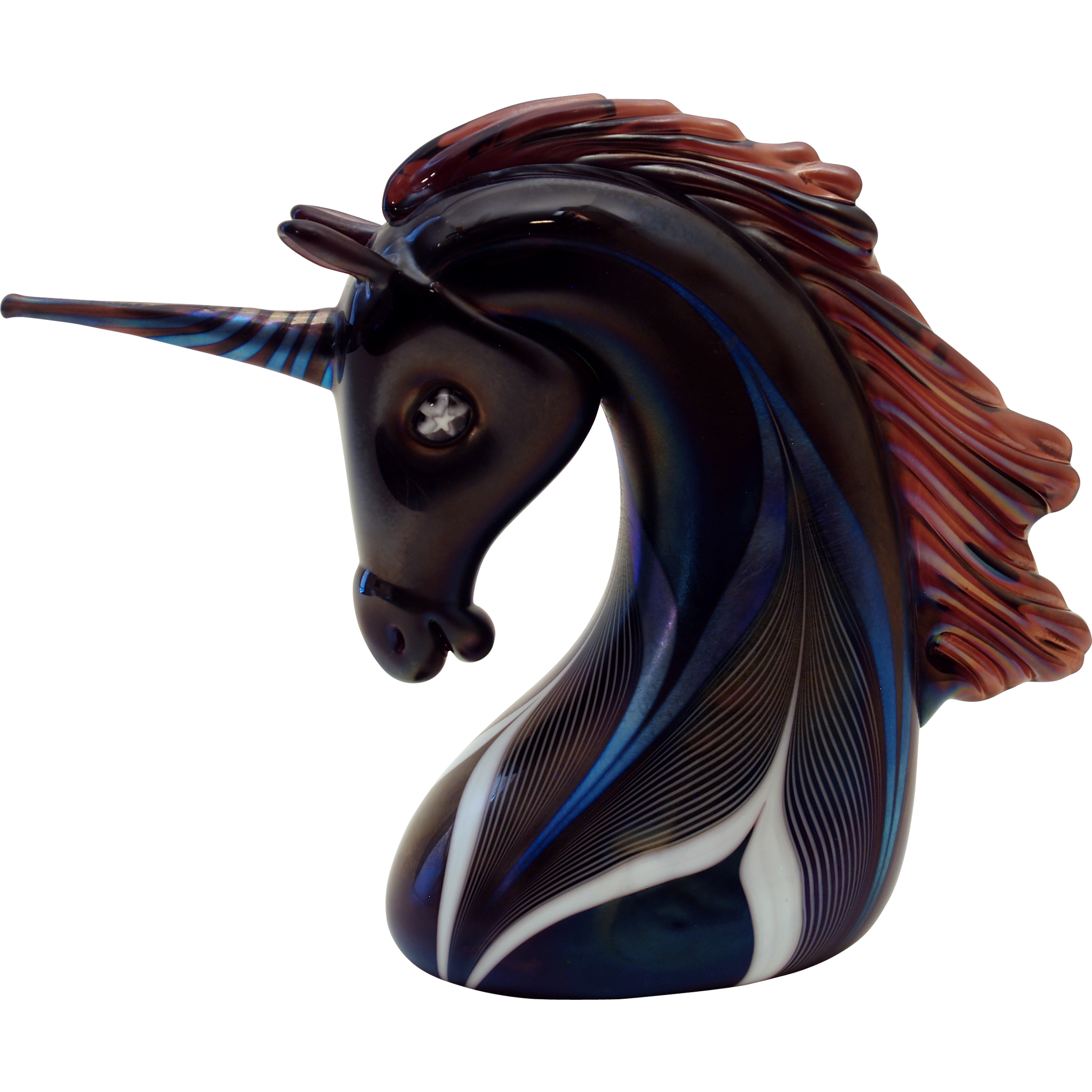 Stuart Abelman Signed Amethyst Art Glass Unicorn