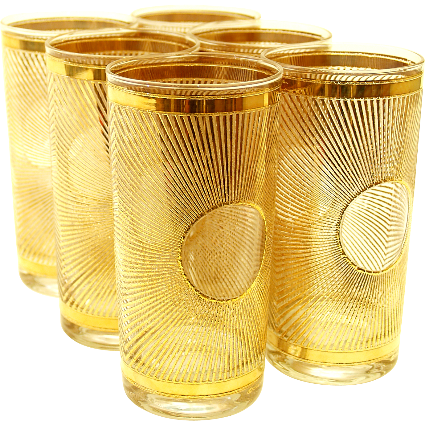 Culver 22k Midcentury Glass Set of 6