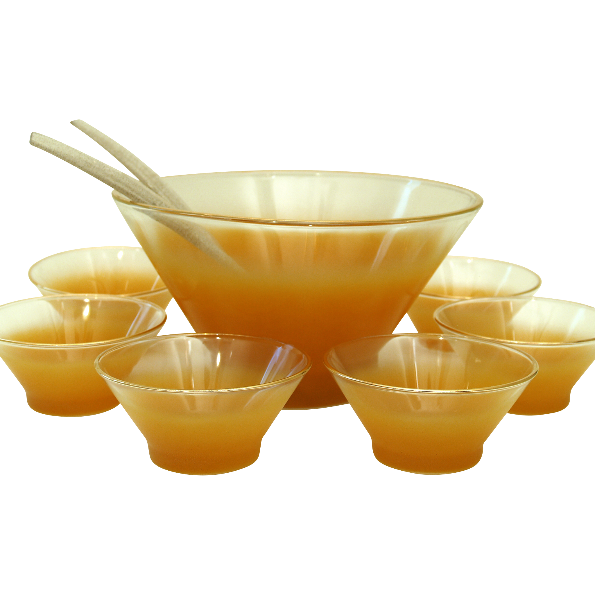 Orange Blendo Salad Bowl Set of 6 with Serving Utensils