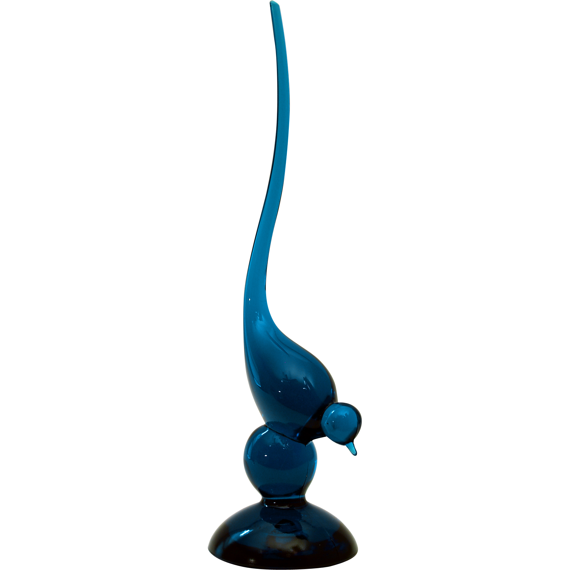 Viking Glass Epic Long Tail Bird in Bluenique