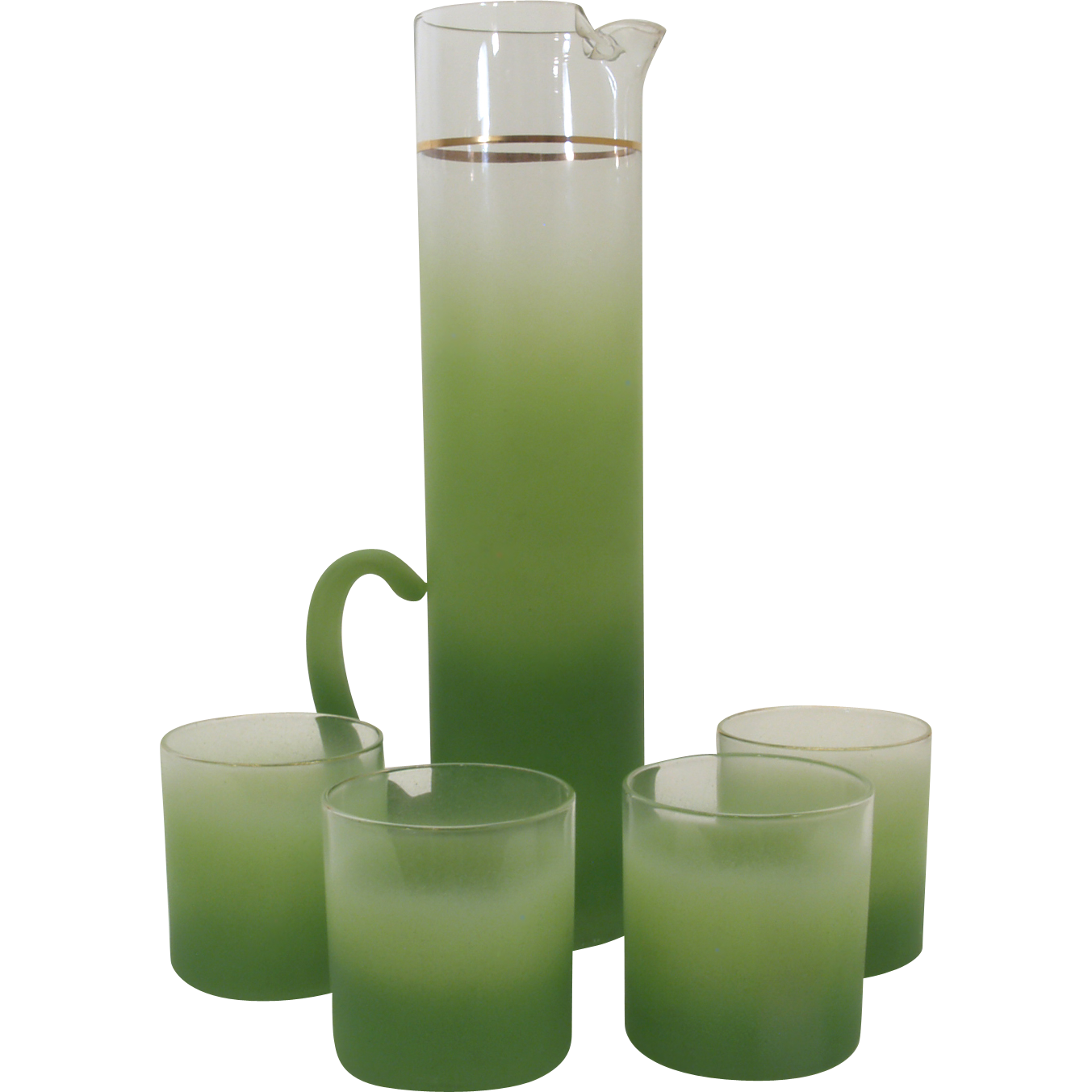 Green Blendo Pitcher and Drinking Glass Set of 4