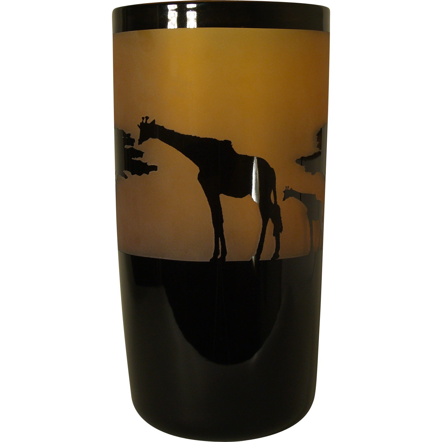 Correia Signed Safari Cameo Glass Vase