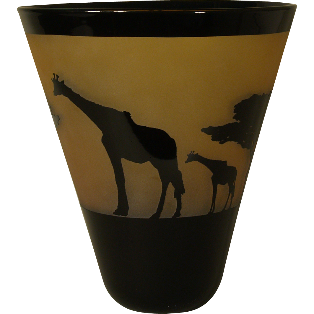 Correia Signed Safari Flared Cameo Vase