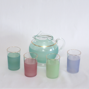 Vintage Frosted Glass Juice Set