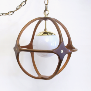Danish Modern Wooden Hanging Light